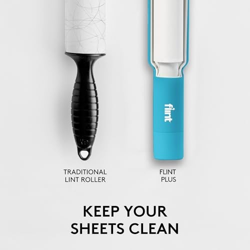 Flint Plus Retractable Lint Remover & Pet Hair Roller for Clothes – Refillable & Reusable Lint Roller with 70 Extra Sticky Tear-Off Sheets – Value Pack, Light Blue - Image 3
