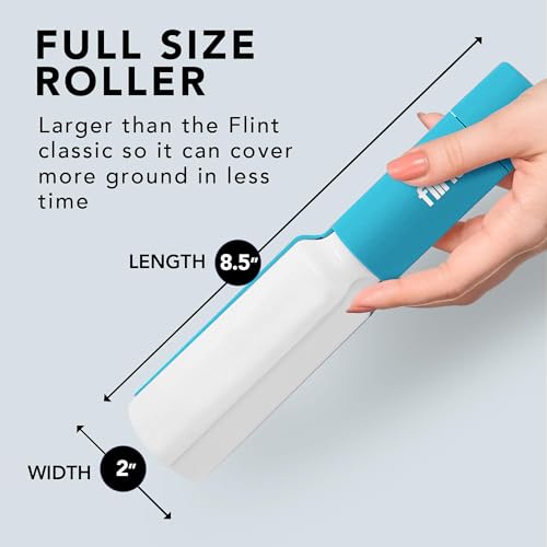 Flint Plus Retractable Lint Remover & Pet Hair Roller for Clothes – Refillable & Reusable Lint Roller with 70 Extra Sticky Tear-Off Sheets – Value Pack, Light Blue - Image 4