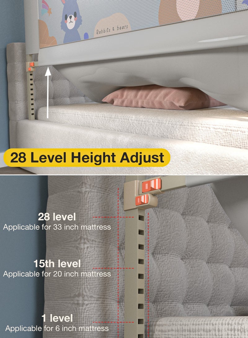 BAYBEE 150 x 80cm Baby Bed Rail Guard for Baby Safety with 28 Height Adjustable, Portable Bed Side Protector for Baby Falling | Foldable Single Side Baby Bed Railing for Kids Toddler Grey - Image 3