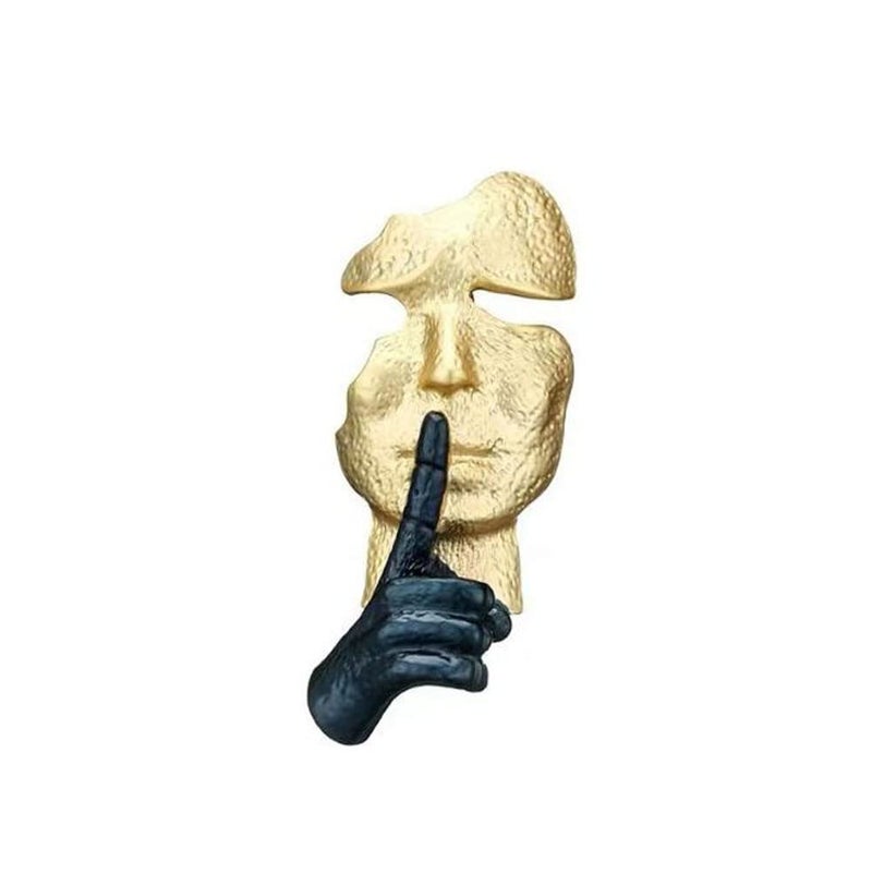 KAWADU Gold Mask Enamel Lapel Pin Silence is Gold Thinker Pin Badge Abstract Art Enamel Brooch Mask Pin Badge Gift Clothes Bag Pin Accessories - Image 1