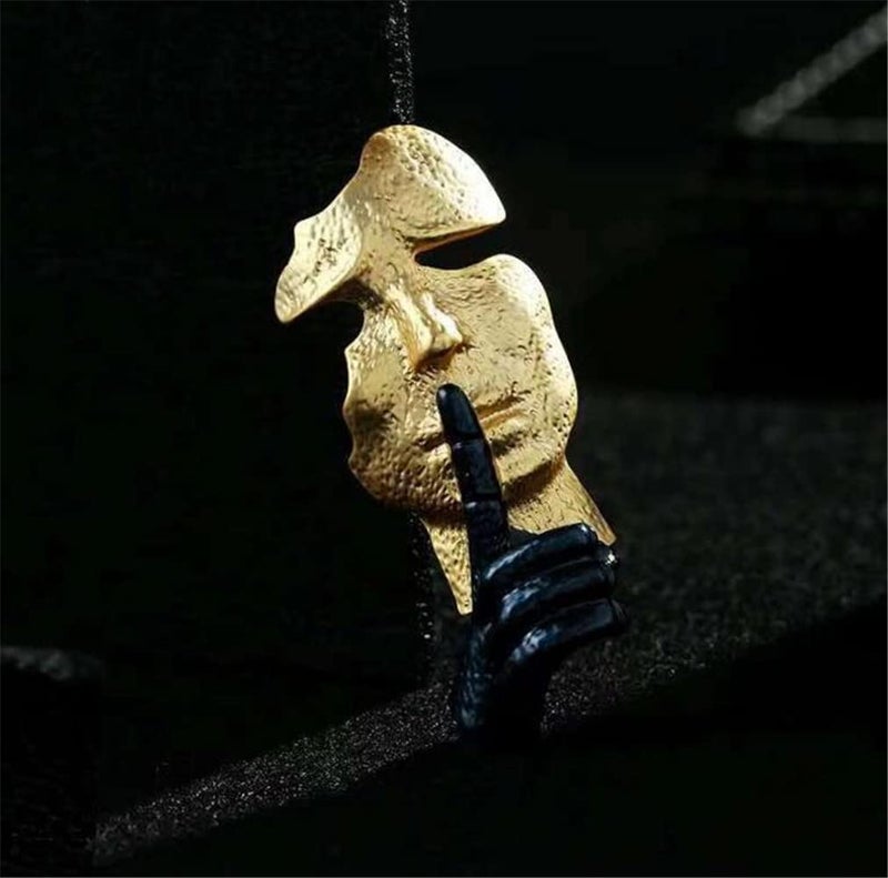 KAWADU Gold Mask Enamel Lapel Pin Silence is Gold Thinker Pin Badge Abstract Art Enamel Brooch Mask Pin Badge Gift Clothes Bag Pin Accessories - Image 4