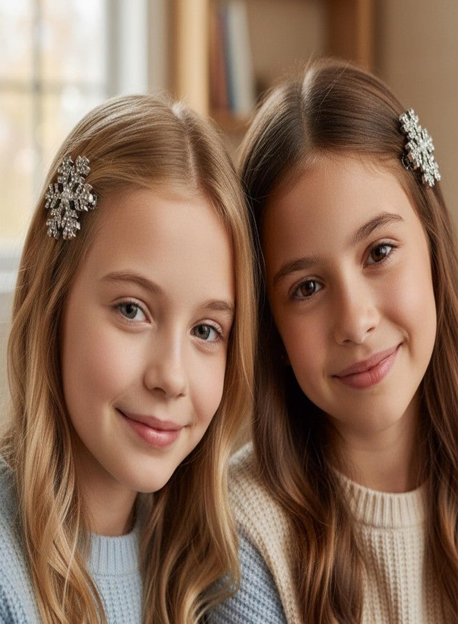 TULOBI Snowflake Hair Clips, 8PCS Sparkly Rhinestone Christmas Hair Accessories for Women, Silver Clips for Thick Hair Winter Party Holiday snowflake hair accessories - Image 4