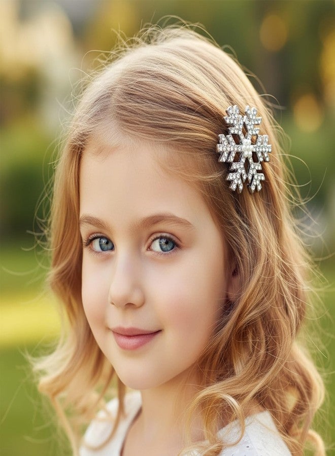 TULOBI Snowflake Hair Clips, 8PCS Sparkly Rhinestone Christmas Hair Accessories for Women, Silver Clips for Thick Hair Winter Party Holiday snowflake hair accessories - Image 2