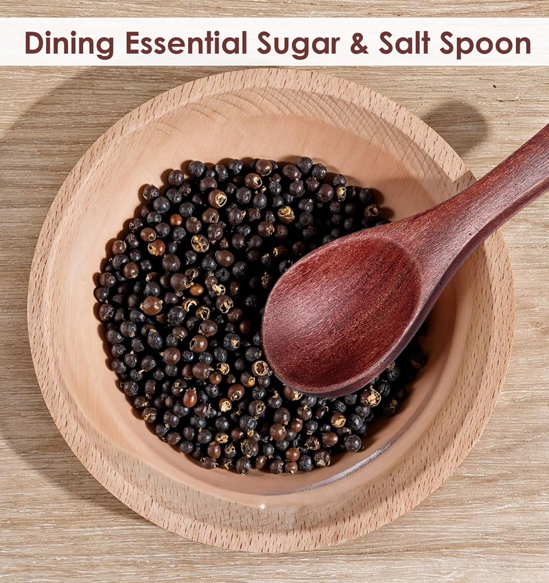 Thrymme 4 Pcs Small Wooden Spoons, 3.5 Inch Mini Dpoons for Dpice Jars, Handmade Mini Wood Spoon for Sugar, Salt, Honey & Mustard, Cooking & Tea Stirring - Image 3