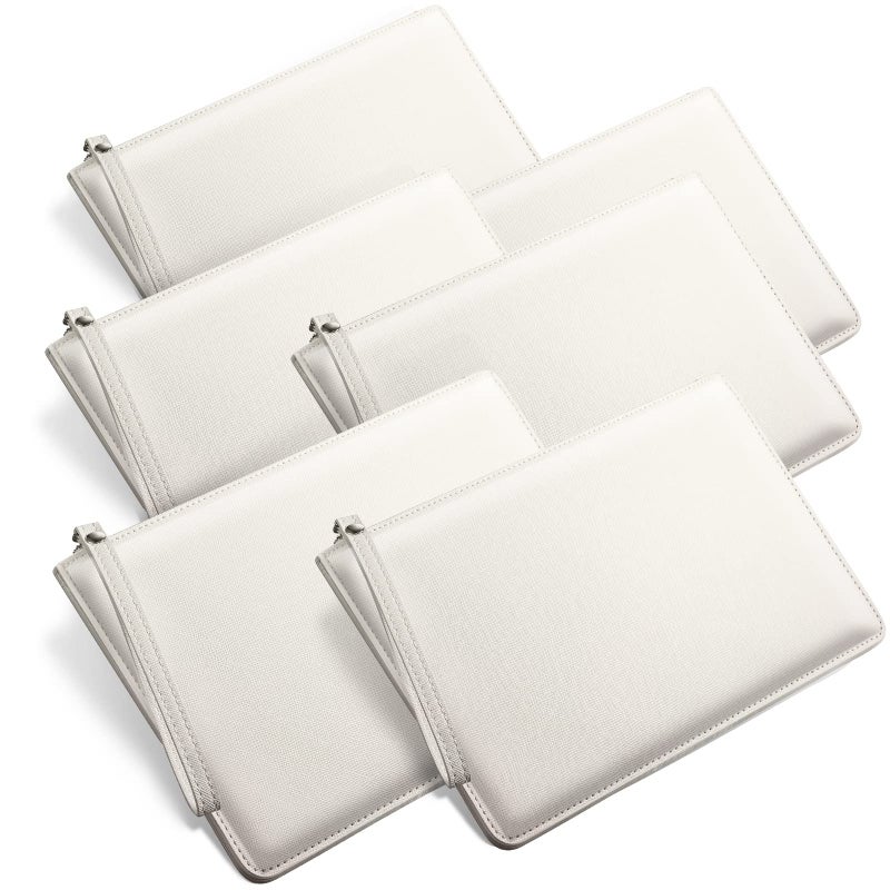 Amylove Amylove 6 Pieces Bridesmaid Clutch Bag Wristlet Wallet for Women PU Leather Purse Zipper Makeup Bag Handbag for Bridal Shower Wedding Bridesmaid Gifts (White)  - Image 1