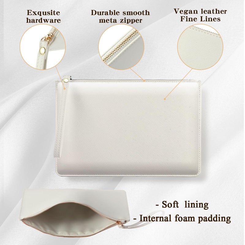 Amylove Amylove 6 Pieces Bridesmaid Clutch Bag Wristlet Wallet for Women PU Leather Purse Zipper Makeup Bag Handbag for Bridal Shower Wedding Bridesmaid Gifts (White)  - Image 5