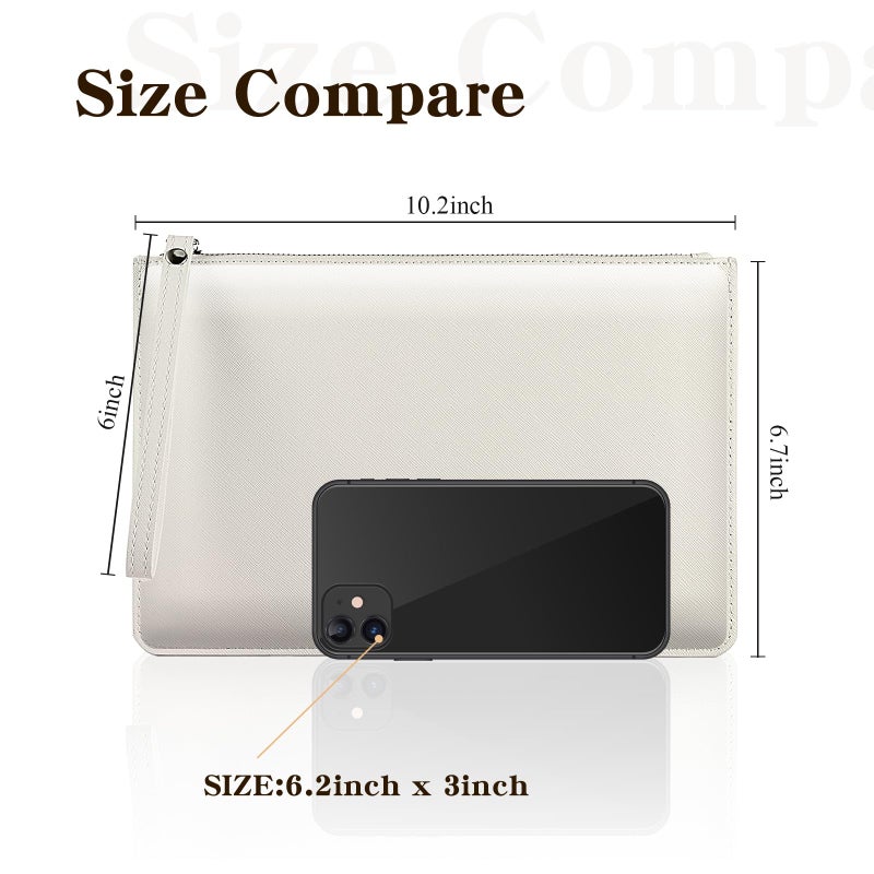 Amylove Amylove 6 Pieces Bridesmaid Clutch Bag Wristlet Wallet for Women PU Leather Purse Zipper Makeup Bag Handbag for Bridal Shower Wedding Bridesmaid Gifts (White)  - Image 4