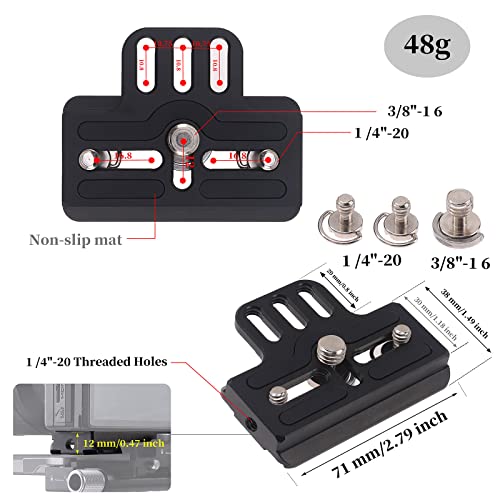 FocusFoto Extended Upper Quick Release Baseplate QR Plate for DJI Ronin RS2 RSC2 RS3 RS 3 Pro RS4 RS 4 Pro RS 4 Mini Gimbal Stabilizer Arca-Swiss Standard Camera Tripod Ballhead (Extended Version) - Image 4