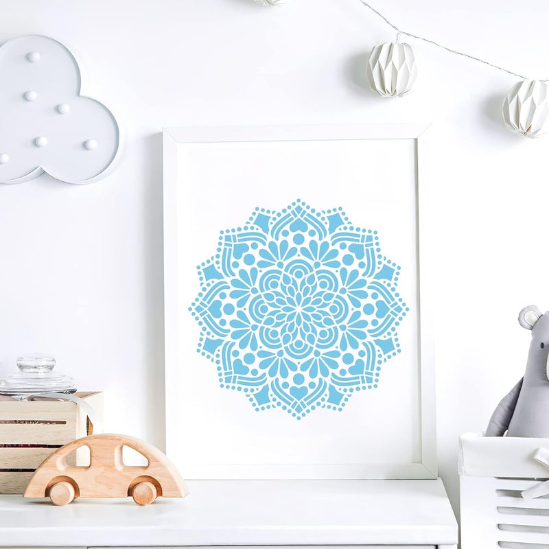 MWOOT 4Pcs Large Mandala Craft Stencils Kit, Reusable DIY Drawing Painting Template for Wood Wall Art Design, Flowers Dotting Shapes Stencils for Painting on Tile Pillows Floor Decor(30x30CM) - Image 5