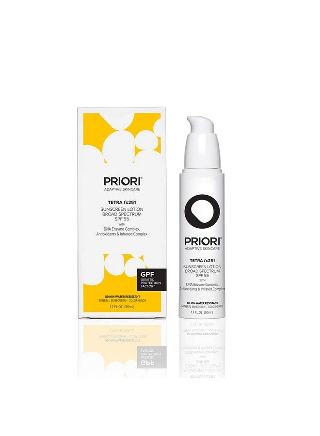PRIORI Skincare Tetra Sunscreen Lotion Broad Spectrum Spf 55 Universal Skin Tint Zinc Oxide Facial Sunscreen Blue Light Protection Antioxidant Matte Finish 1.7 Fl Oz - Image 1