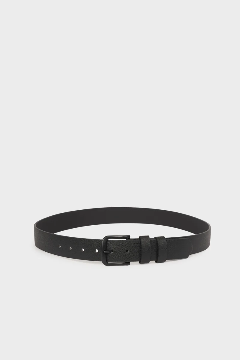 Man Rectangular Buckle Faux Leather Casual Belt