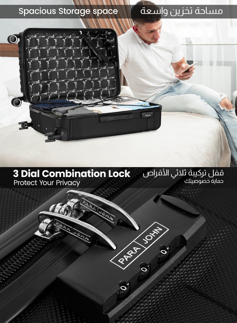 بارا جون حقيبة سفر بعجلات مقاس  بوصة خفيفة الوزن صلبة  سوداء - Image 4