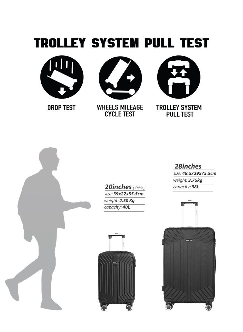 بارا جون حقيبة سفر بعجلات مقاس  بوصة خفيفة الوزن صلبة  سوداء - Image 5