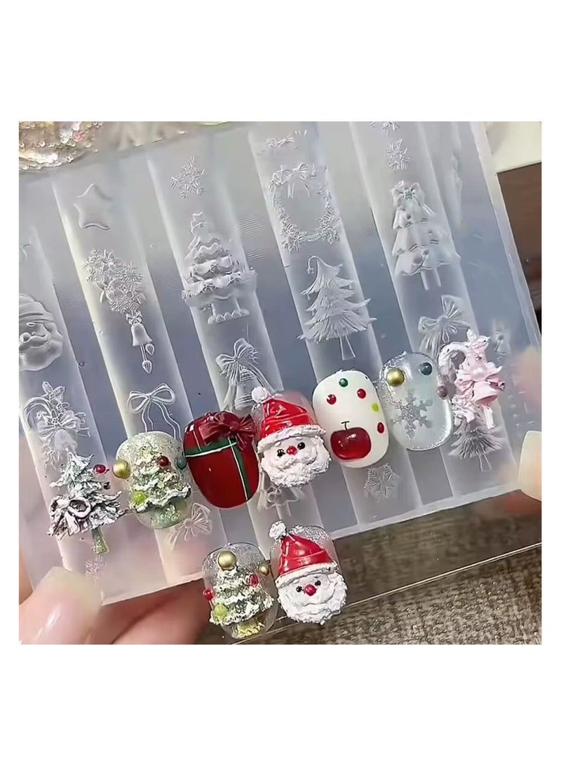 brunson Nail Carving Mold, Nail Art Templates 3D Silicone Nail Art Decoration Mold, Uv Nail Art Template Seasonal Pattern Decals Nail Diy Tools, Professional Natural And Artificial Nails Tools - Image 4