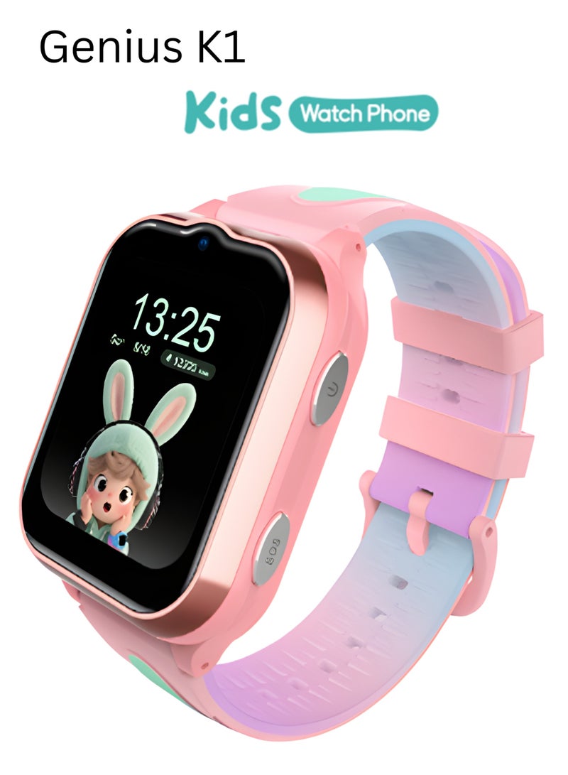 Benco Genius K1 4G Kids Smart Watch Phone with GPS Tracking, Calling Function, 1.69” Display & 800mAh Battery - Pink - Middle East Version - Image 1