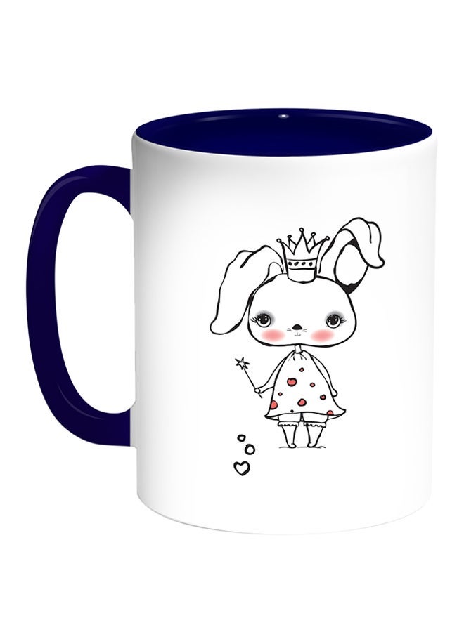 RYN Rabbits Printed Coffee Mug White/Blue 11ounce