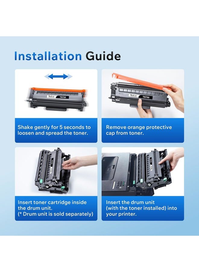 Valuetoner Compatible Toner Cartridge Replacement for Brother TN760 TN 760 TN730 TN-730 to use with MFC-L2710DW HL-L2370DW DCP-L2550DW Printer (Black,2-Pack) - Image 2