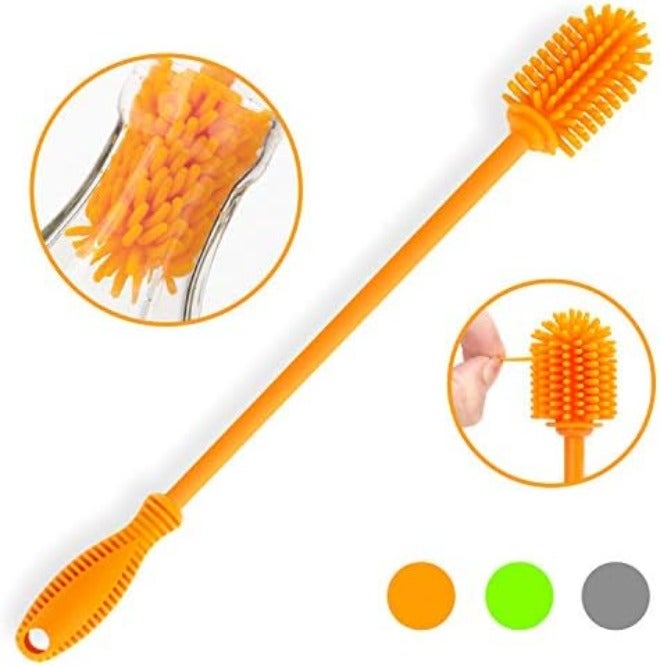 ddLUCK Silicone Bottle Cleaning Brush with Long Handle, 12.5" Water Bottle Cleaner for Baby Bottles, Hydro Flask, Sports Bottle, Vase, Glassware, Perfect for Smaller Diameter Bottle Openings (One Pack) - Image 3