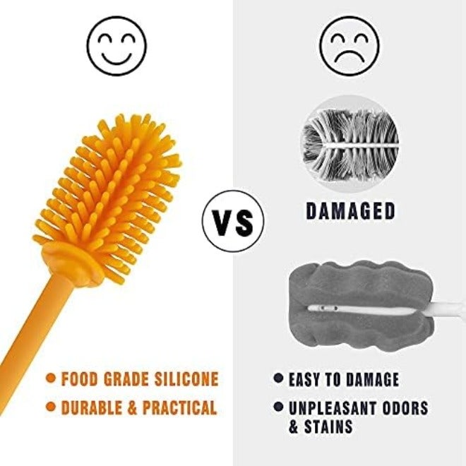 ddLUCK Silicone Bottle Cleaning Brush with Long Handle, 12.5" Water Bottle Cleaner for Baby Bottles, Hydro Flask, Sports Bottle, Vase, Glassware, Perfect for Smaller Diameter Bottle Openings (One Pack) - Image 4