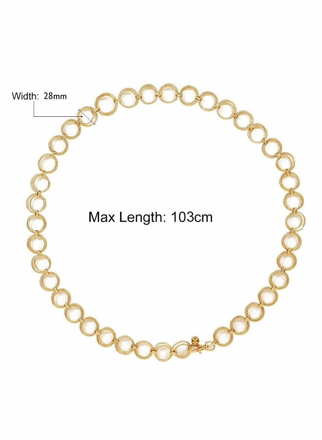 Metal Waist Chain for Women Girls Adjustable Body Link Belt Fashion Belly Jewelry Lady's Polished O- Ring All Over Links fit Jeans Dresses (Gold) - Image 5