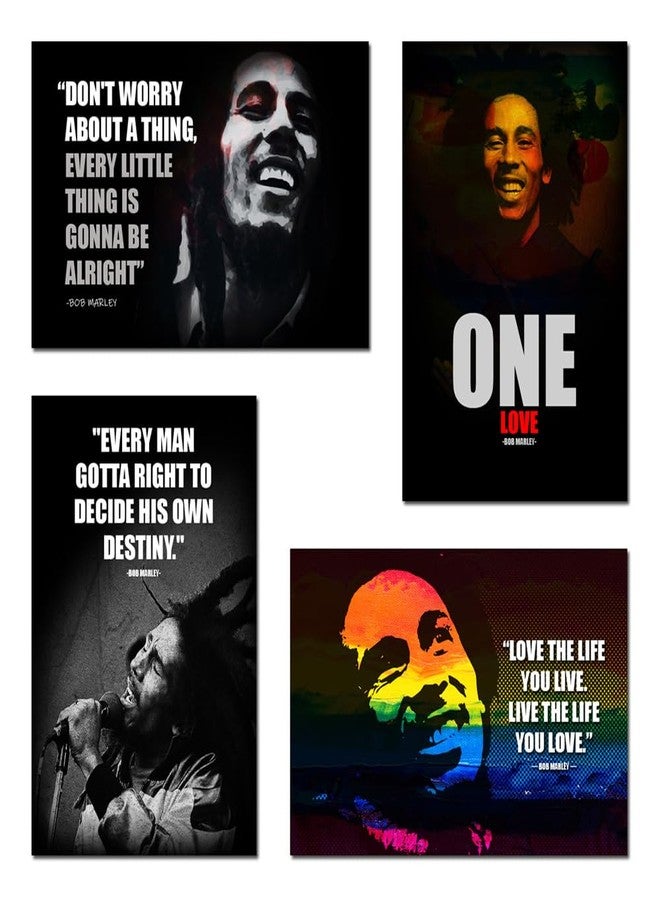 SWASUM Music Motivational and Inspirational Quotes Wall Posters (Bob Marley) Musician, Pack of 04, 12x18 Each (VINYL-Self-Adhesive) - Image 1