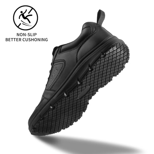 Jacata Non Slip Work Shoes for Men/Women Food Service Arch Support Comfortable Chef Walking Shoes Restaurant Kitchen Crews Health Care Sneakers (Black Size 8) - Image 3