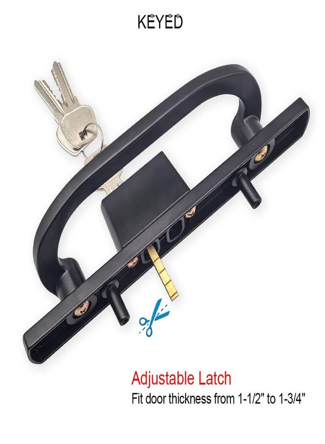 ALLYWASAI Patio Sliding Door Handle Set with Mortise Lock, Key Cylinder and Keeper, Replacement Handle Lock Set Fits Door Thickness from 1-1/2" to 1-3/4", 3-15/16" Screw Hole Spacing, Keyed, Black - Image 5