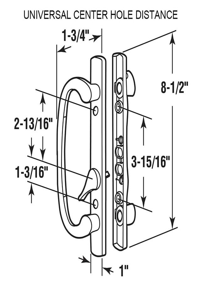 ALLYWASAI Patio Sliding Door Handle Set with Mortise Lock, Key Cylinder and Keeper, Replacement Handle Lock Set Fits Door Thickness from 1-1/2" to 1-3/4", 3-15/16" Screw Hole Spacing, Keyed, Black - Image 3