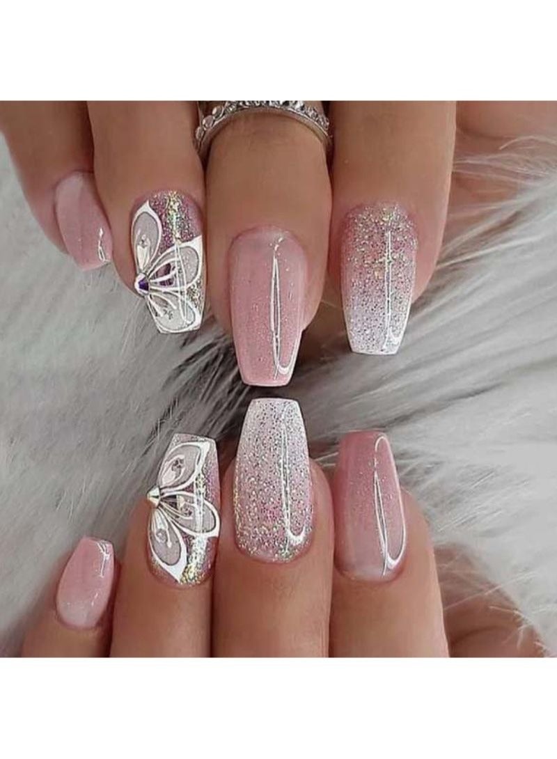 SCHAVO Pink Camellia Short Fake Nails 24Pcs - Image 1