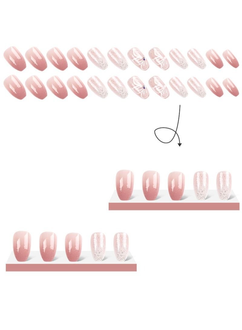 SCHAVO Pink Camellia Short Fake Nails 24Pcs - Image 2