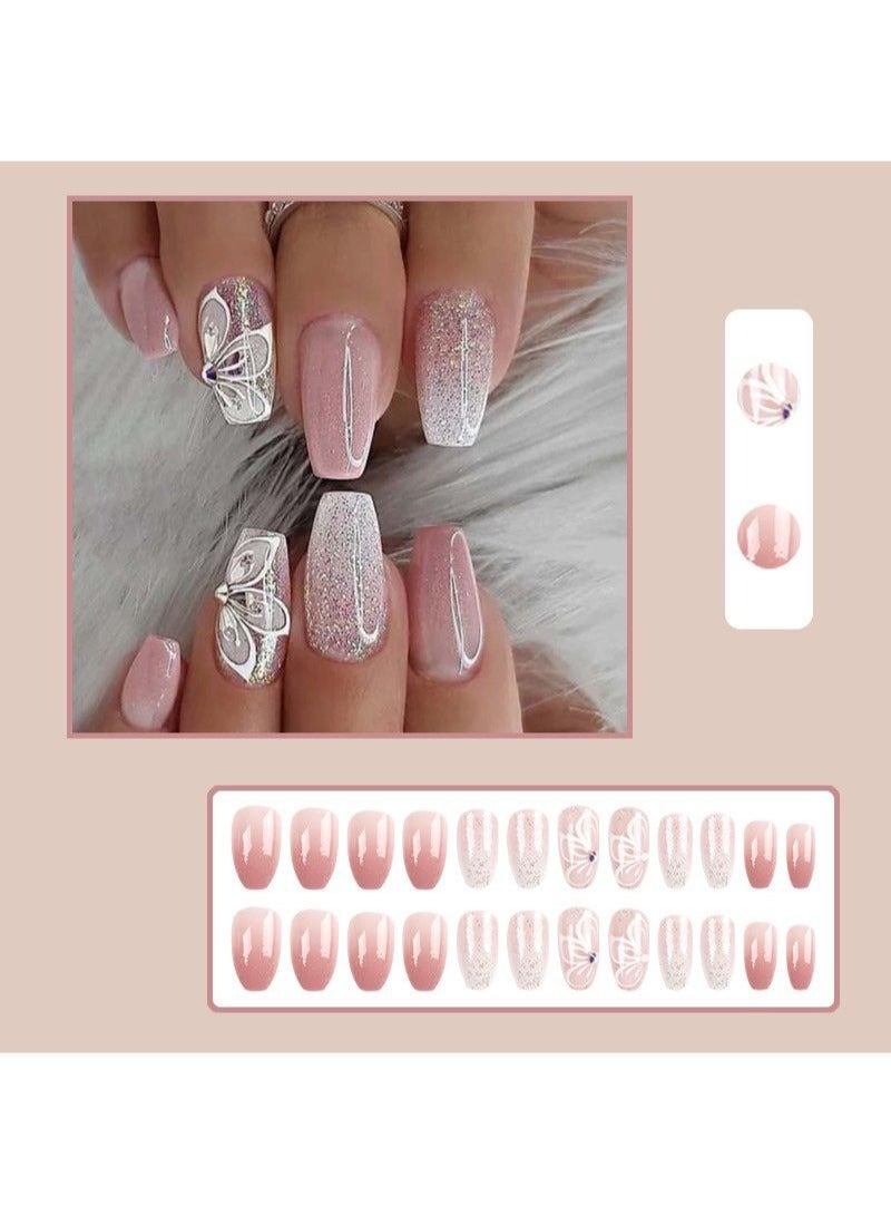 SCHAVO Pink Camellia Short Fake Nails 24Pcs - Image 4
