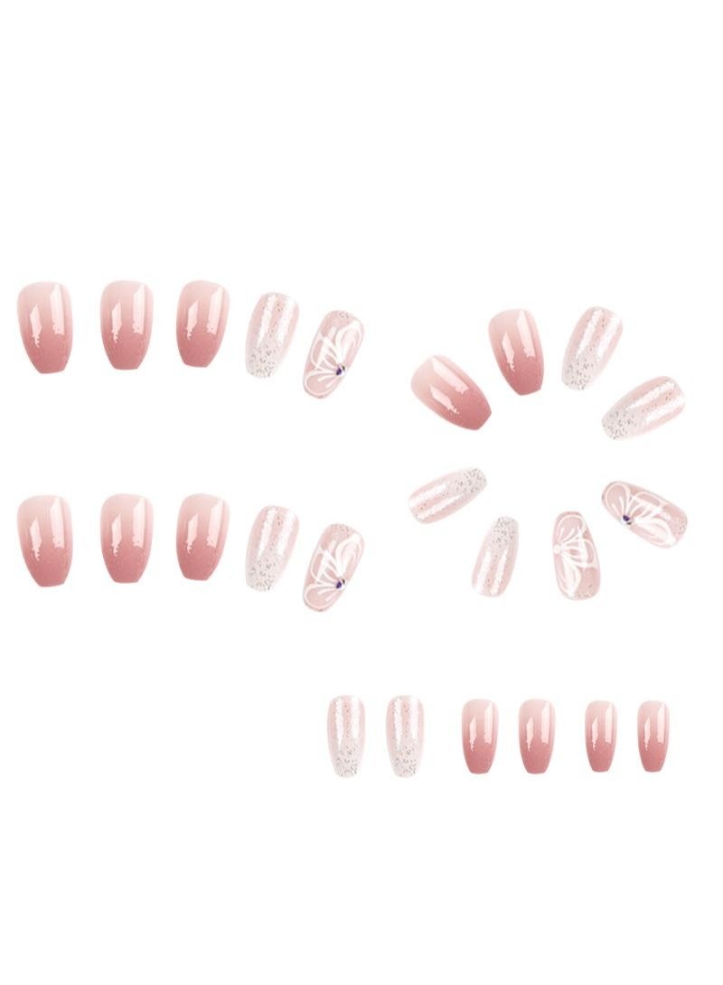 SCHAVO Pink Camellia Short Fake Nails 24Pcs - Image 5