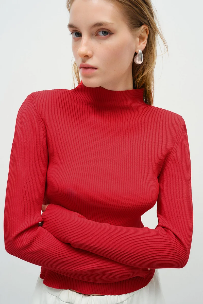 H&M Rib-Knit Shoulder-Pad Top