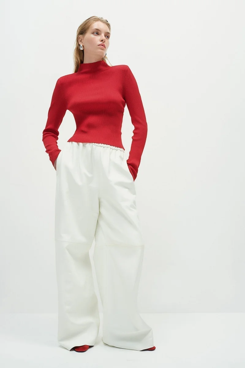 H&M Rib-Knit Shoulder-Pad Top