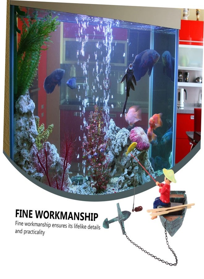 ORFOFE 1pc Dynamic Aquarium Fisherman Decor with Air Pump Compatibility Lifelike Resin Adornment for Fish Tank Landscape Compact and Aquarium Ornament - Image 4