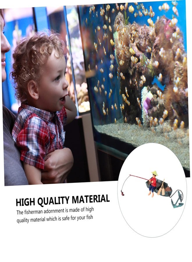 ORFOFE 1pc Dynamic Aquarium Fisherman Decor with Air Pump Compatibility Lifelike Resin Adornment for Fish Tank Landscape Compact and Aquarium Ornament - Image 2