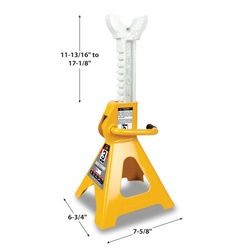 Performance Tool W41022 Ratchet Style Jack Stand Set for Lifting Vehicles During Maintenance, Yellow, 3-Ton - Image 5