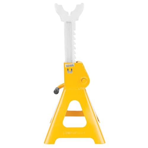 Performance Tool W41022 Ratchet Style Jack Stand Set for Lifting Vehicles During Maintenance, Yellow, 3-Ton - Image 3
