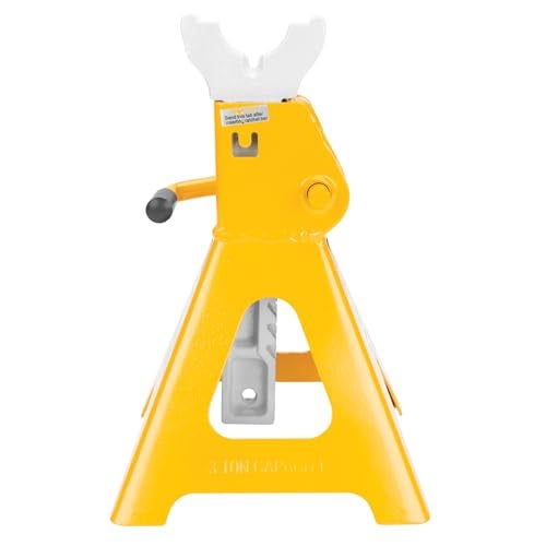 Performance Tool W41022 Ratchet Style Jack Stand Set for Lifting Vehicles During Maintenance, Yellow, 3-Ton - Image 4