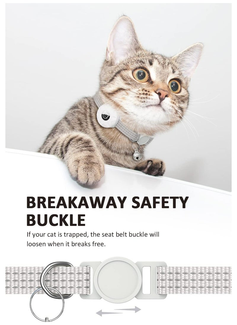 GNAFOTU Air Tag Cat Collar, Reflective Kitten Collar Breakaway Air Tag Cat Collar, Cat Collar with AirTag Holder and Bell, Lightweight Cat Collars for Girl Boy Cats Kittens Puppies, White  - Image 3