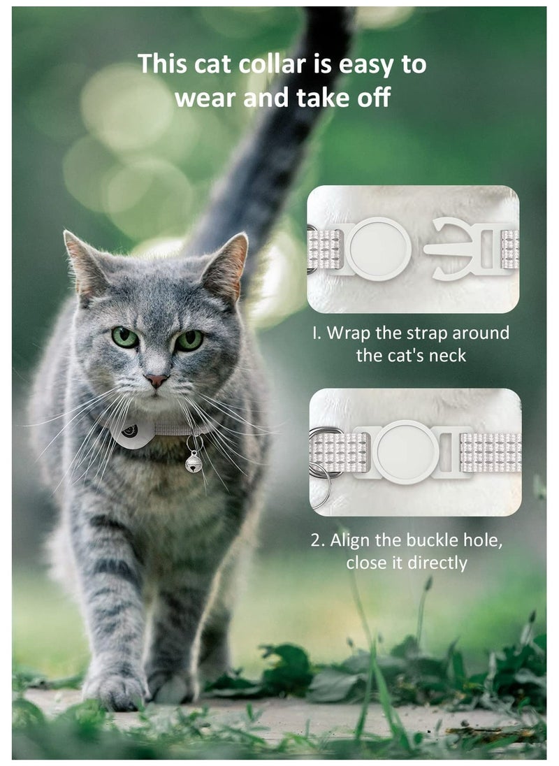 GNAFOTU Air Tag Cat Collar, Reflective Kitten Collar Breakaway Air Tag Cat Collar, Cat Collar with AirTag Holder and Bell, Lightweight Cat Collars for Girl Boy Cats Kittens Puppies, White  - Image 5