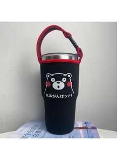 Generic In Stock Wholesale Mr. Bubble Ice Cream Cup Cover Portable Crossbody Diving Material Car Cup Cover Kumamoto Series Cup Cover-Color:Red Edge Small Face Bear-Capacity:900ml  - Image 1