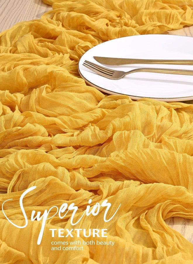 Showgeous 10 Pack Gold Cheesecloth Table Runner 10FT Boho Gauze Cheese Cloth Table Runners Romantic Rustic Sheer Table Decorations for Wedding Party Baby Shower Birthday Holiday Home - Image 4