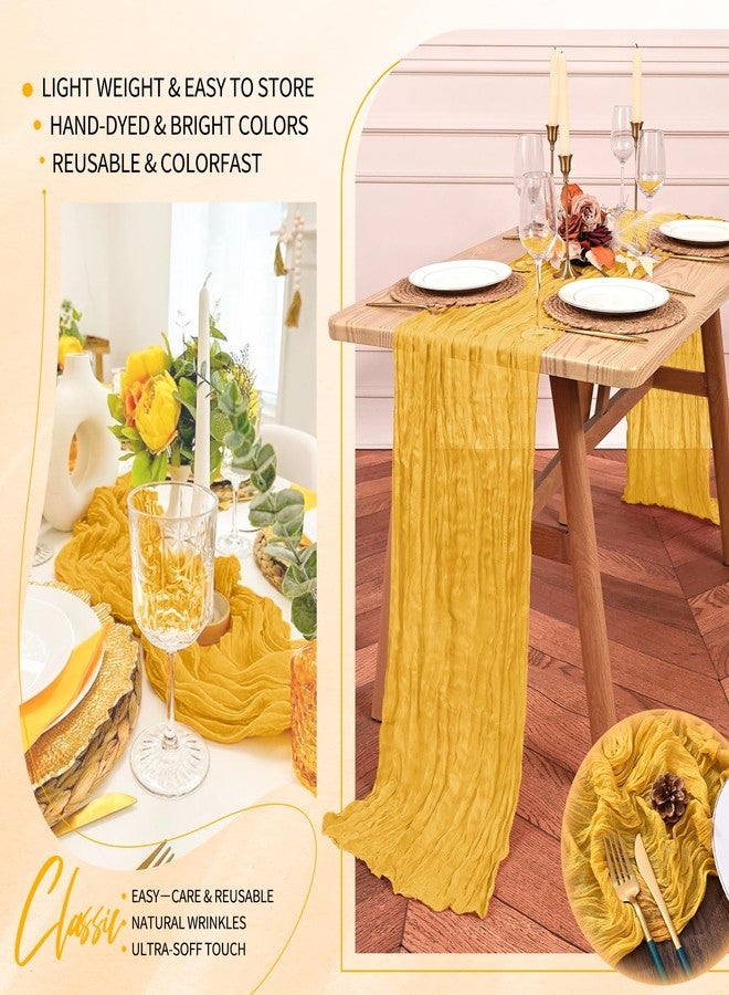 Showgeous 10 Pack Gold Cheesecloth Table Runner 10FT Boho Gauze Cheese Cloth Table Runners Romantic Rustic Sheer Table Decorations for Wedding Party Baby Shower Birthday Holiday Home - Image 5