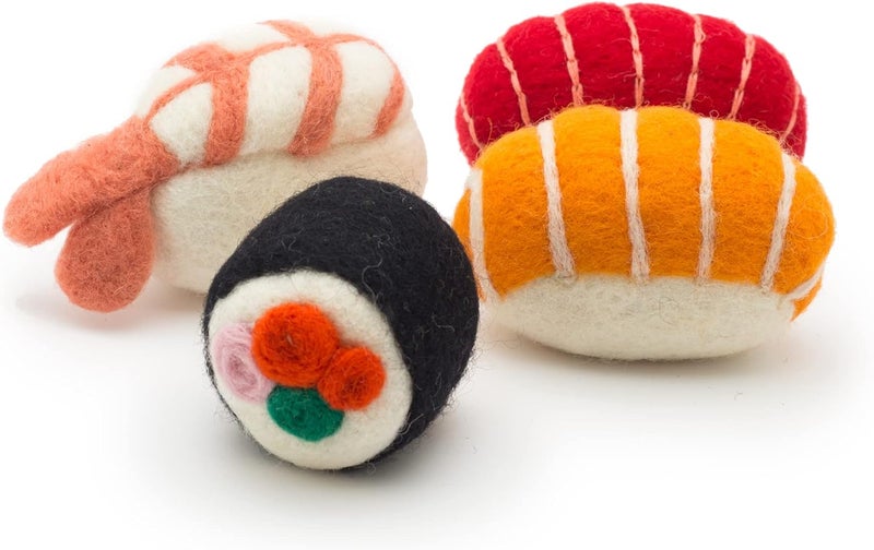 Glaciart One ألعاب قطط من نوع “Glaciart One Wool Sushi” مع نبات النيبت | ألعاب لطيفة تعزز التفاعل وتخفف من الملل، وتشجع القطط على ممارسة الرياضة والاستكشاف واللعب | محشية بنبات النيبت العضوي لتهدئة القطط أو تقليل قلقها. - Image 1