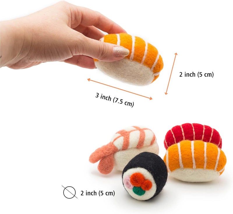 Glaciart One ألعاب قطط من نوع “Glaciart One Wool Sushi” مع نبات النيبت | ألعاب لطيفة تعزز التفاعل وتخفف من الملل، وتشجع القطط على ممارسة الرياضة والاستكشاف واللعب | محشية بنبات النيبت العضوي لتهدئة القطط أو تقليل قلقها. - Image 5