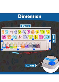MUMS PLANET Wooden 2-in-1 Magnetic Color and Number Maze, 1-20 Numbers, Color Matching Beads Sorting Game, Early Educational Toy, Learning Montessori Games for Kids, Multicolor, 3+ Years  - Image 2