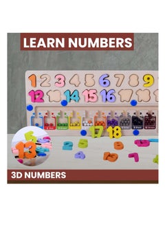 MUMS PLANET Wooden 2-in-1 Magnetic Color and Number Maze, 1-20 Numbers, Color Matching Beads Sorting Game, Early Educational Toy, Learning Montessori Games for Kids, Multicolor, 3+ Years  - Image 5