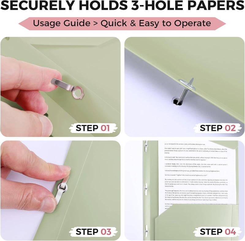 Skydue Plastic Pocket Folders with Prongs, 5 Pack – Durable PP Poly Folders, 2 Pockets, 3 Prong Fasteners, Letter Size 9.7" x 11.5", Muted - Image 3