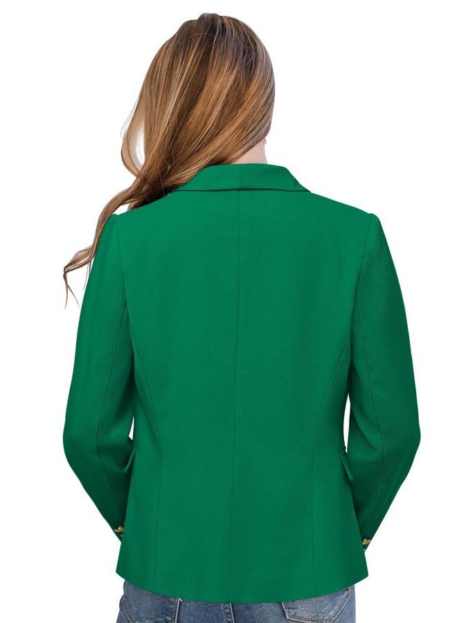 CRAZY GRID Women Business Casual Blazer with Lined Double Breasted Suit Jacket with Pockets, Green, M - Image 3